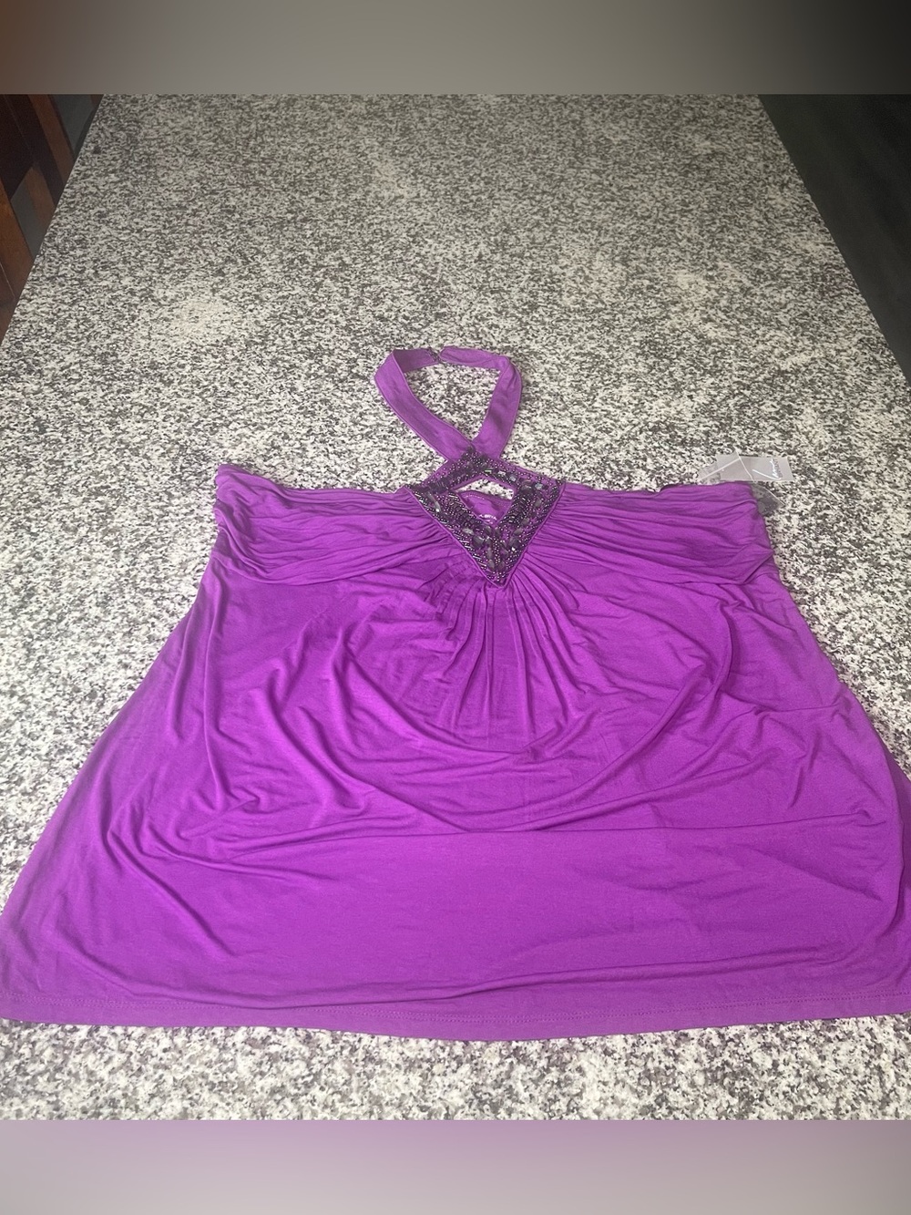 Lane Bryant Purple Beaded Halter Top Size 22/24 NWT Party Festival Shirt